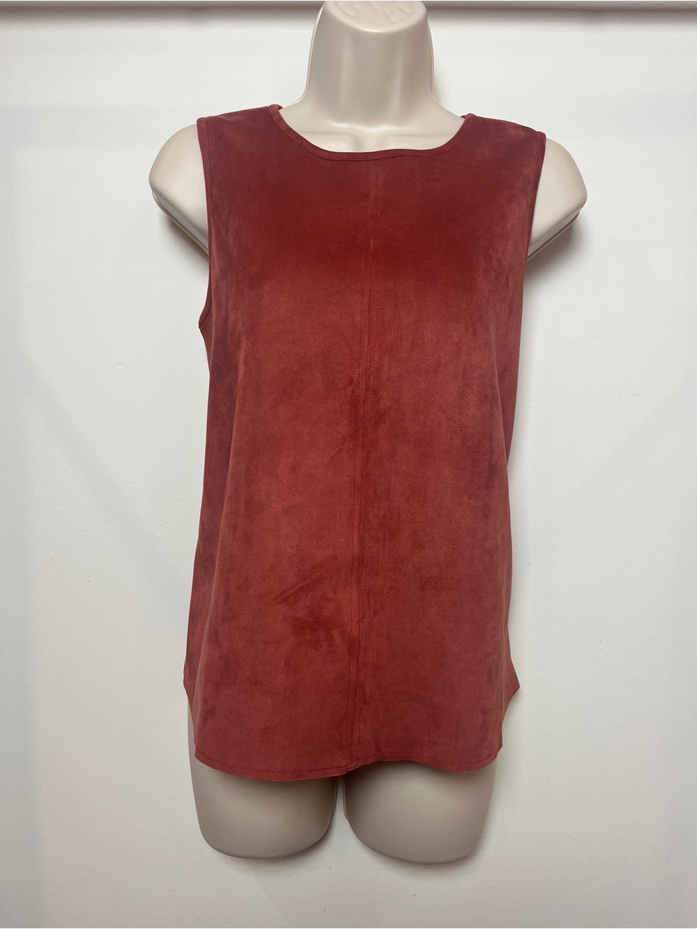 Suede Tank Rust Burgundy Sleeveless Medium NWT Cottage Indie Boho Office Fall